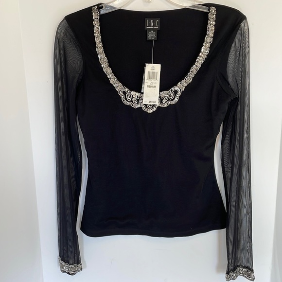 I.N.C. Tops - I.N.C. Women's Blouse Sequines Black NWT Size Medium ( would fit a small).